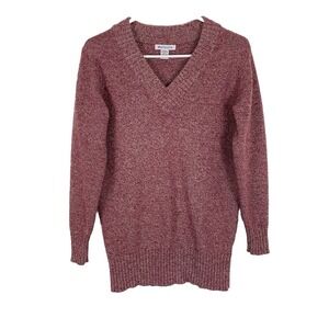 Athleta Vital V-Neck Tunic Sweater Womens Size 2XS Red Wool Cashmere Long Sleeve